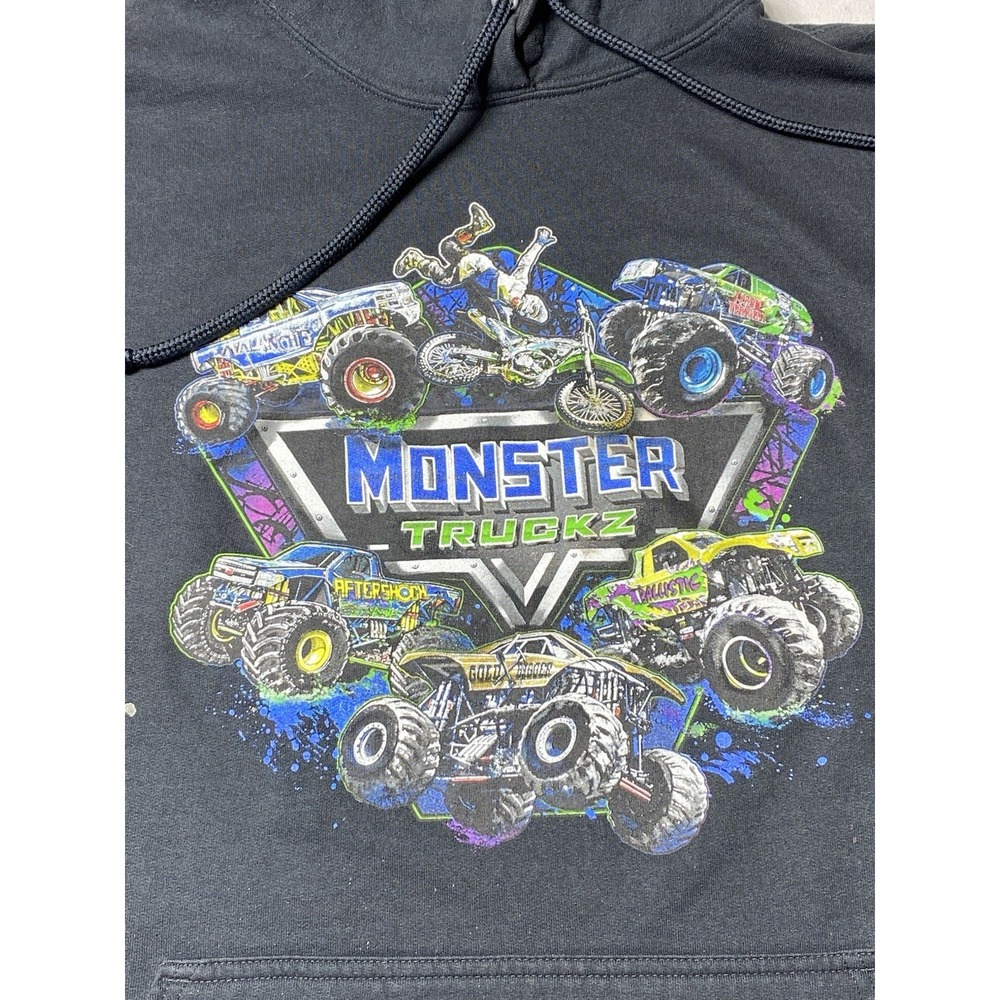 Monster Truckz Hoodie Men's 2XL Black Graphic Monster Truck Pullover - Picture 2 of 7